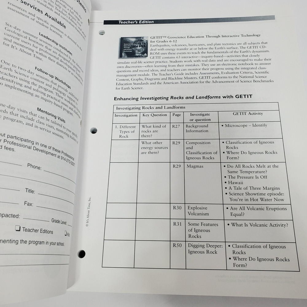 Investigating Earth Systems Teacher Edition Rocks Landforms - Picture 6 of 8